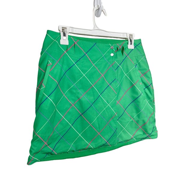 Nike Golf Reversible Skirt Womens 4 Green Plaid Shell Lightweight Preppy Active - Picture 8 of 16